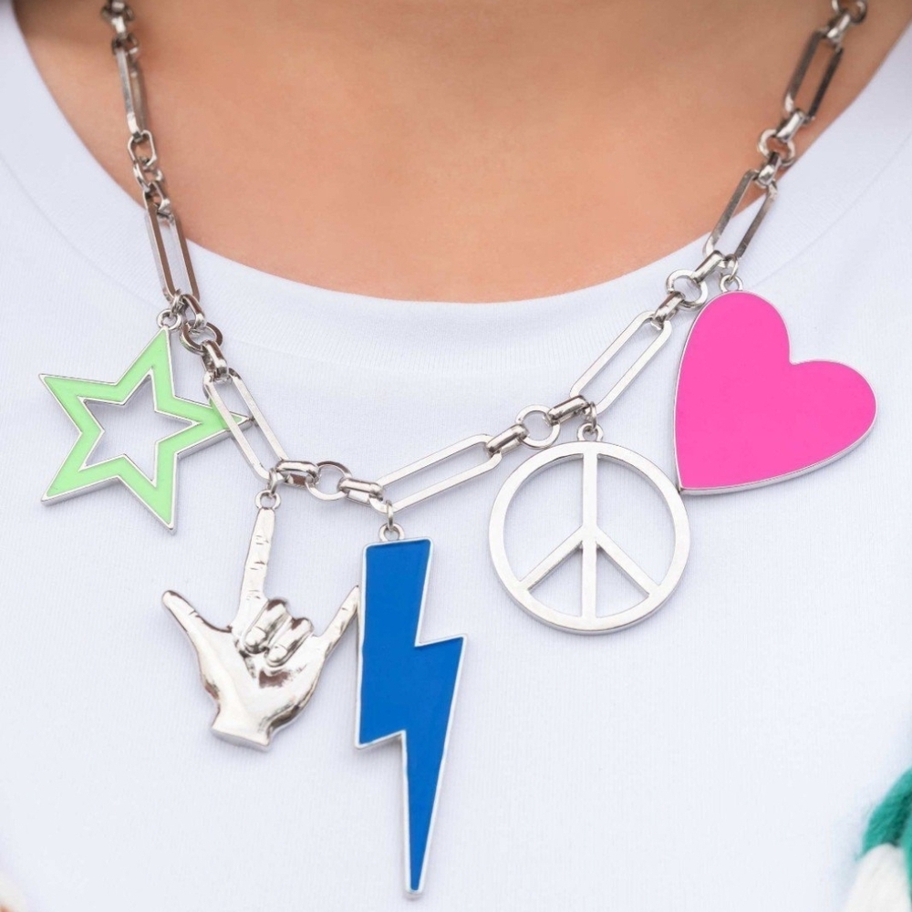 Paparazzi Silver Pink Charm Necklace Jewelry Haute Hippie Multi Fashion Jewelry - Picture 2 of 6